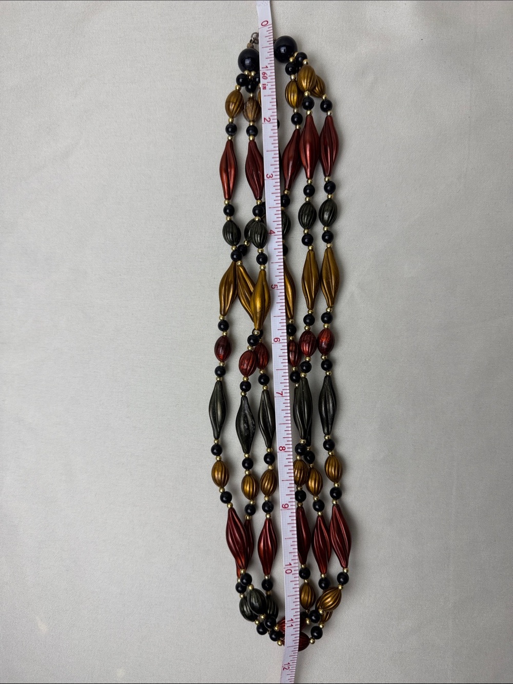 Multi-Strand Metallic Bead Necklace in Red, Gold & Black - Picture 10 of 10